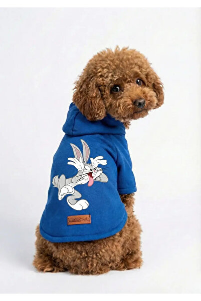 Monopetz Hooded Fleece Sweatshirt Dog And Cat Outfit & Dress - Blue Bugs Bunny