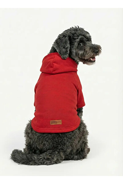 Monopetz Hooded Sweatshirt Dog And Cat Outfit - Plain Red
