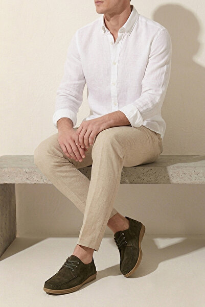 Ziya , Men's Genuine Leather Casual Shoes 1611064Z026 Khaki