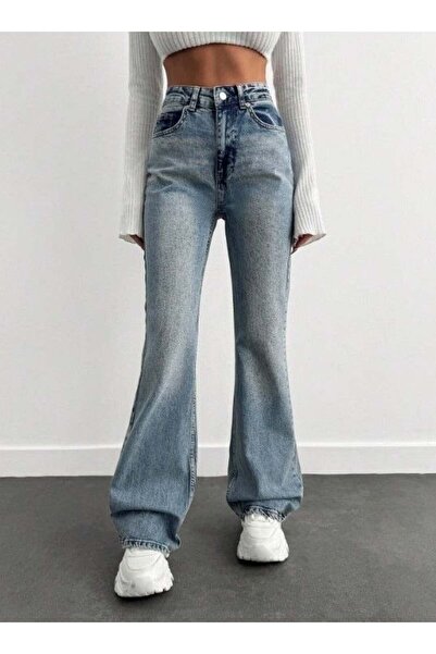 HerTon Pantaloni de blugi evazați cu talie înaltă - Denim evazat din bumbac i...