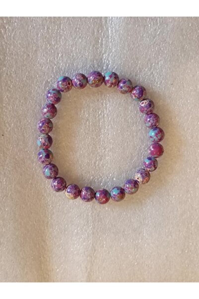 Butik Tülin Women's Authentic Natural Stone Jade Multi-Colored 8 mm Beaded Si...