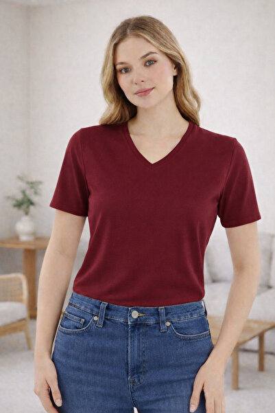 Maison La Femme Γυναικείο κοντομάνικο μπλουζάκι Cupra Modal με λαιμόκοψη V