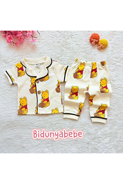 Babexi BİDUNYABEBE Winnie the pooh baskılı 2’li bebek pijama takımı-%100 orga...