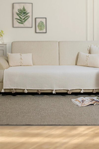 Lux Touch Κάλυμμα καναπέ Liva Ecru - 115 x 200 cm Καναπές Divan, Φουντωτό Πολ...