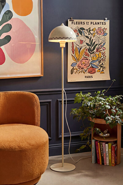 Marrien Luna Tulip Tek Ayaklı Krem Modern Metal Lambader | Oturma Odası & Yat...