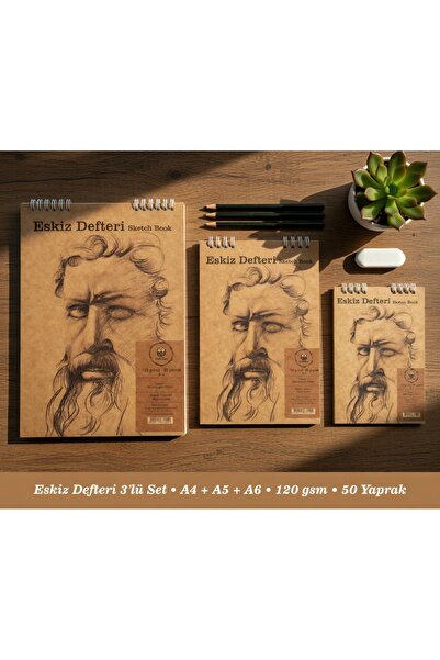Pagos Yayınları A4-a5-a6 3'lü Set Eskiz Defteri Sketch Book
