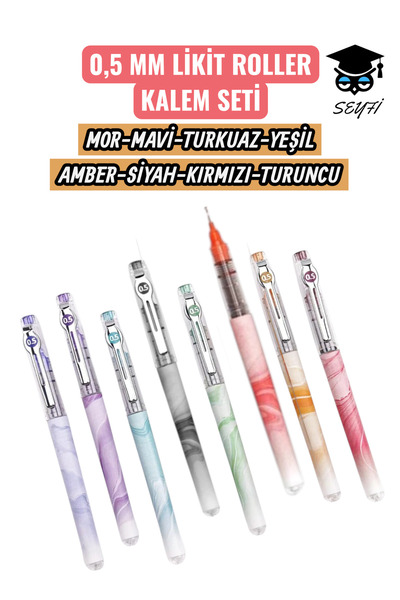 SEYFİKİRTASİYE 7 RENK LİKİT ROLLER PİLOT KALEM AMERİKA ÜRETİM YÜKSEK KALİTE G...
