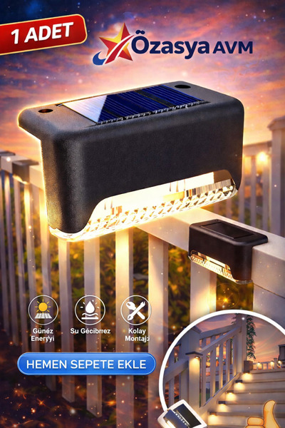 İNDİRİM PRO 1 Adet Solar Güneş Enerjili Köşebent Merdiven Veranda Bahçe Led L...