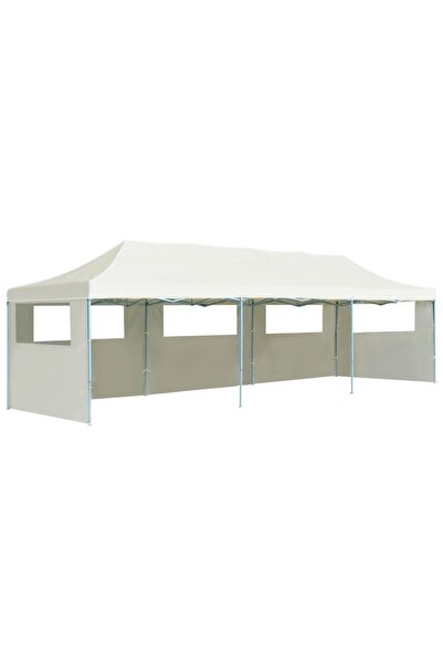 Concept Cort de petrecere pliabil cu 5 pereți laterali, crem, 3 x 9 m