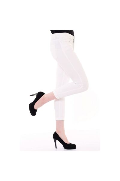 Coşkun GİYİM Γυναικείο ψηλόμεσο στενό τζιν παντελόνι ΛΕΥΚΟ 810-50
