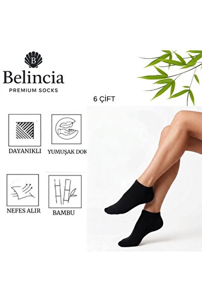 Bambu 6'lı PAKET Erkek Patik SİYAH Çorap/Dikişsiz/Koku Karşıtı