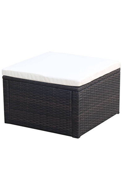 Concept Taburet otoman din poliratan, 53 x 53 x 30 cm, negru