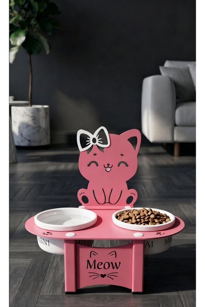 Çatım Tasarım Dekoratif Kedi Mama ve Su Kabı Besleme Tasarımı Seramik Kap Ev ...