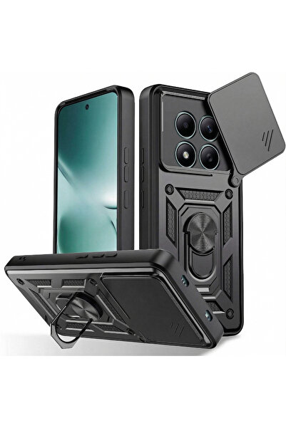 Rivor Redmi Note 15 Pro 4G Uyumlu Kılıf Kamera Sürgülü Standlı Yüzüklü Darbe ...