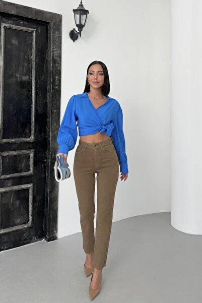 Coşkun GİYİM Γυναικείο τζιν παντελόνι με κομψό κόψιμο στα μπατζάκια Mom Fit V...