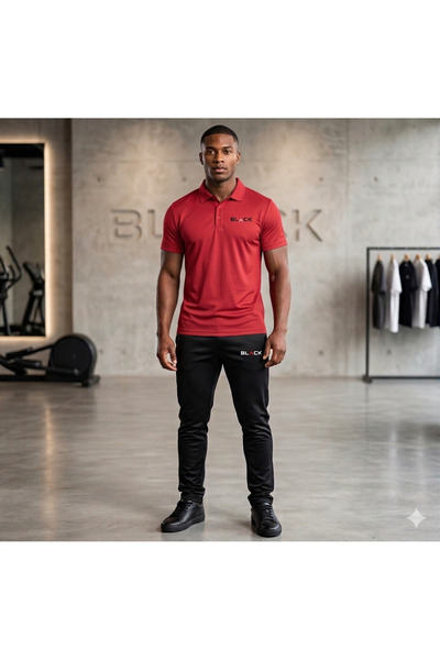 ByFourMan Σετ αθλητικής φόρμας Polo Yaka BLACK με στάμπα, 2 τεμαχίων, για άνδ...