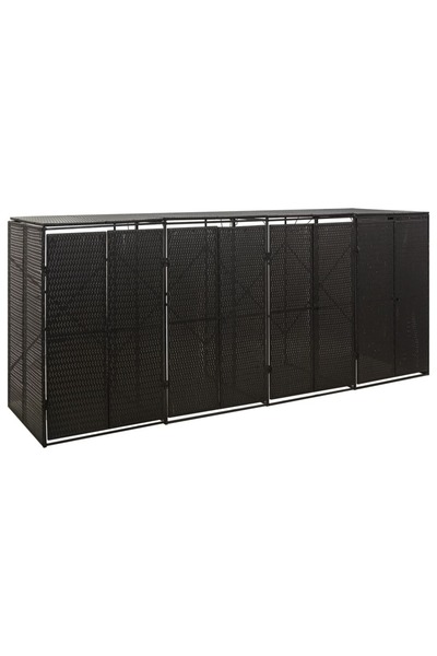 Concept Magazie de pubele cvadruplă, negru, 274x80x117 cm, poliratan