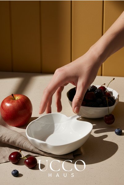 UCCO 12 cm Porcelain Bowl Snack Bowl Breakfast Fruit Plate Dessert Presentation Plate Breakfast Plate