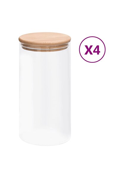 Concept Borcane de depozitare din sticlă capac de bambus 4 buc. 1200 ml