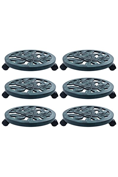 Concept Suporturi de plante cu role, 6 buc., verde, 38 cm, plastic