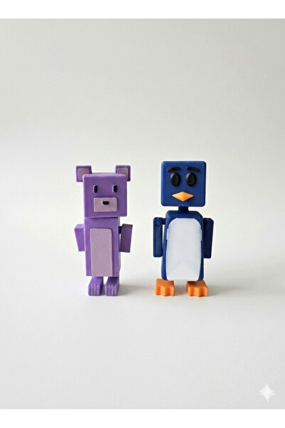 Store Super Bear Adventures - 3D Figür || Mor Ayı ve Penguen İkili Set