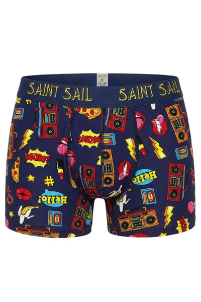 Saint Sail Men's Pop-Art Patterned Retro Themed Cotton Boxers