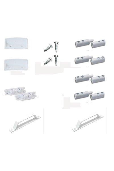 Generic Brand Set de montaj pentru ușă batantă (2 mânere, 2 cleme, 4 balamale...