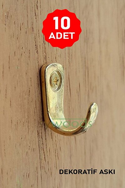 sywoods Küçük Askı Sarı Dekoratif Tekli Bijuteri Askılık Aksesuarı 10 Adet