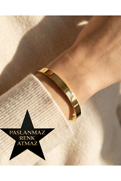 stainless steell Steel Gold Plate Handcuff Bracelet