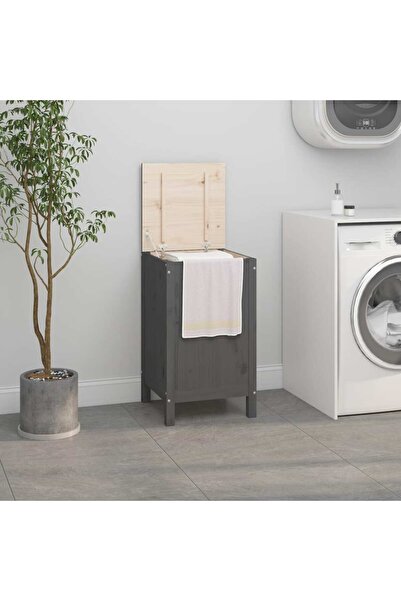 Concept Cutie de rufe, gri, 44x44x76 cm, lemn masiv de pin
