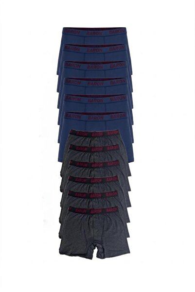 PİERLES 12 Τεμάχια Οικονομικά Σορτς Μπόξερ Λύκρα Ινδίγκο Μπλε-καπνιστό -p01