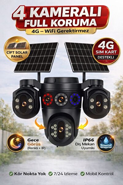 Esvision 7020 4 Lesnli 4G Çift Solar Panel 16X Zoom HiEasy AOV Gece Görüş Çif...