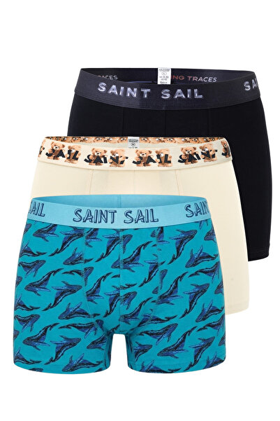 Saint Sail Σετ 3 ανδρικών μπόξερ με εύκαμπτο ύφασμα από βαμβακερό Lycra με πο...