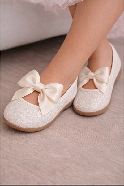 pinkchıld Balerina albă cu sclipici pentru fetiță, cu fundă fluture