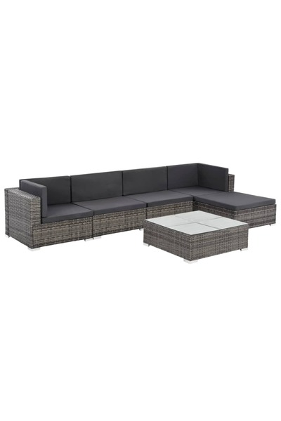 Concept Set mobilier de grădină cu perne, 6 piese, gri, poliratan