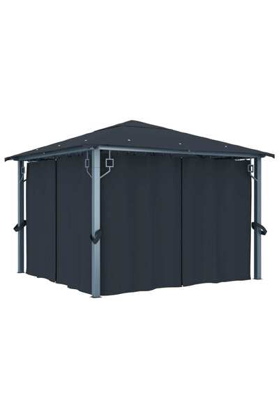 Concept Pavilion cu perdele, antracit, 300 x 300 cm, aluminiu