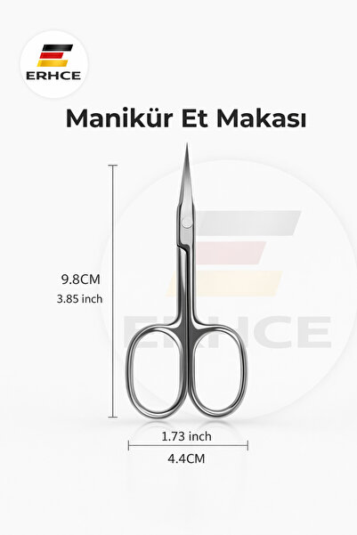 ERHCE Manikür Tırnak Et Makası Paslanmaz Çelik Bileyli Keskin Kavisli Ağız