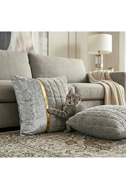 DAHABELLA LUXE HOME مجموعة من 2 غطاء وسادة فاخر مبطن بريش الأرانب - وسادة مخم...