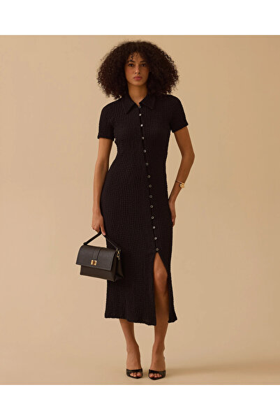 SEÇİL Φόρεμα με κουμπιά, στενή γραμμή, από ύφασμα γκοφρέ