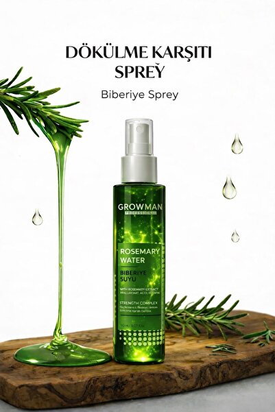 growman Biberiye Suyu Saç Toniği 100 ML – Dökülme Karşıtı & Hızlı Uzama Deste...