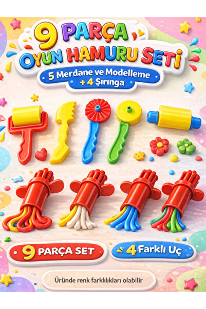 a v d a 9 Parça Oyun Hamuru Kalıp Seti - Merdane+Silindir+Enjektör+Bıçak+Şırı...