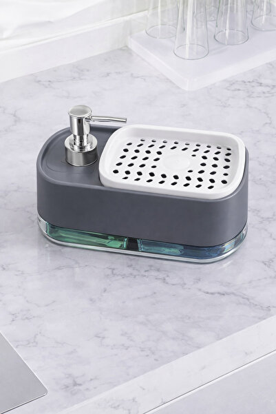 ARVALE 2-in-1 Soap Dispenser and Automatic Dishwashing Sponge Detergent Dispe...