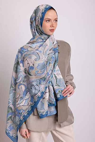 Ayshara Mihrimah Με σχέδιο Μονόπλευρο Σάλι - Μπλε