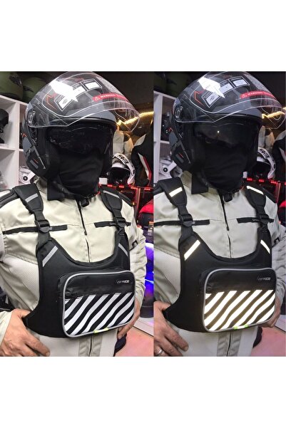 conrade Motosiklet Göğüs ÇANTASI REFLEKTÖRLÜ Çift Gözlü TURUNCU Detaylı
