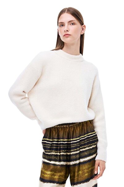 Perspective Knitwear Comfortable Fit Standard Size Low Sleeve Crew Neck Ecru ...