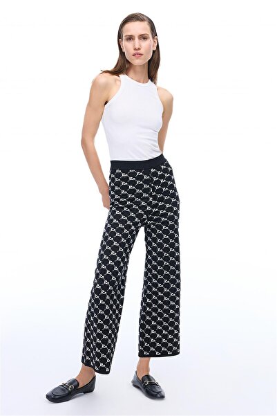 Perspective İllas Black Ecru Color Women's Knitwear Trousers