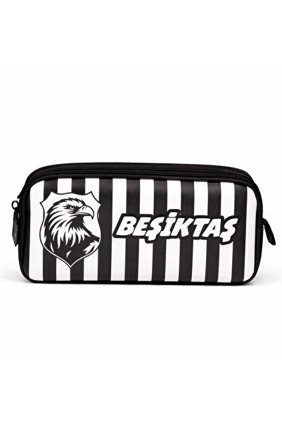 Beşiktaş Licensed Black and White Striped Pen Holder - 2 Compartment Pen Bag ...