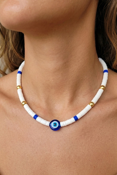 PETEK AKSESUAR Alaçatı Evil Eye Fimo Necklace