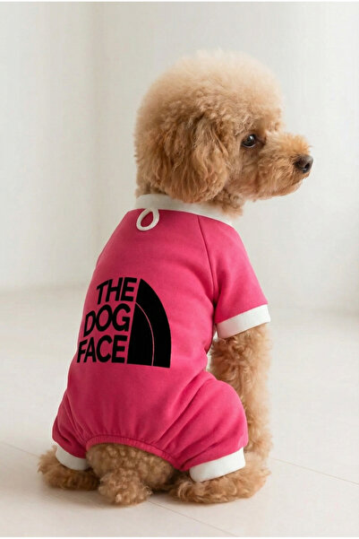 MPZ Pets Cat and Dog Outfit & Gown - Pink 4 Leg Jumpsuit the Dog Face