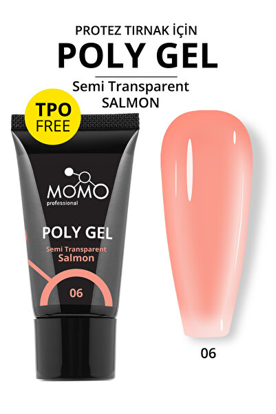 MOMO professional Protez Tırnak İçin Poly Gel, Poli Jel, No.06, Yarı Şeffaf S...